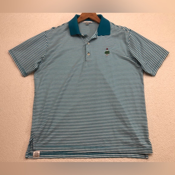 Peter Millar Shirts Peter Millar Teal And White Striped Polo Merion